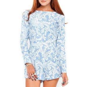 MOTEL ROCKS Blue Paisley Print Molly Playsuit XXS